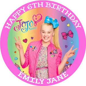 Jojo Siwa6th Birthday Greeting PNG Image