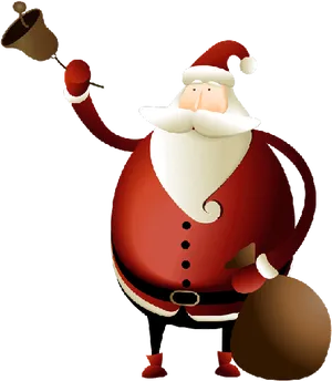 Jolly Santa Claus Ringing Bell PNG Image