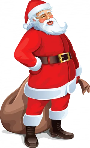 Jolly Santa Clauswith Sack PNG Image