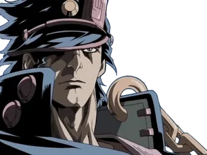 Jotaro Kujo Intense Gaze PNG Image