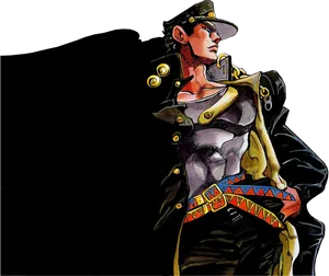 Jotaro Kujo Stylized Artwork PNG Image