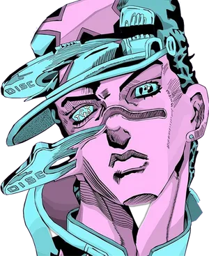 Jotaro Kujo Stylized Portrait PNG Image