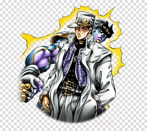 Jotaroand Star Platinum Illustration PNG Image