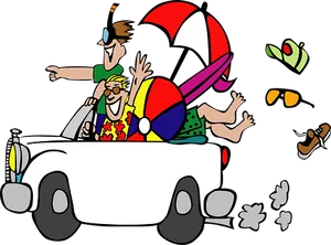 Joyful Cartoon Roadtrip PNG Image