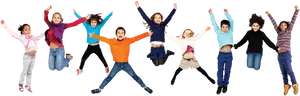 Joyful Children Jumping In Air PNG Image