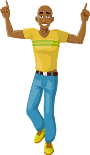 Joyful Dancing Cartoon Man PNG Image