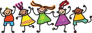 Joyful Kids Celebration Illustration PNG Image