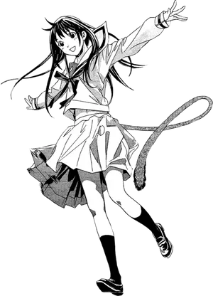 Joyful Manga Girl Sketch PNG