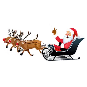 Joyful Santa In Sleigh With Reindeer Png 52 PNG Image