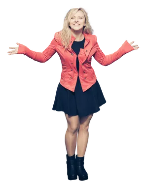 Joyful Woman Spreading Arms PNG Image