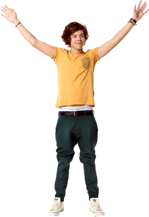 Joyful Young Man Spreading Arms PNG Image