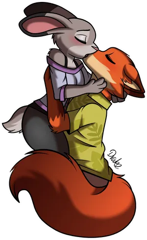 Judy Hopps Fox Kiss PNG Image