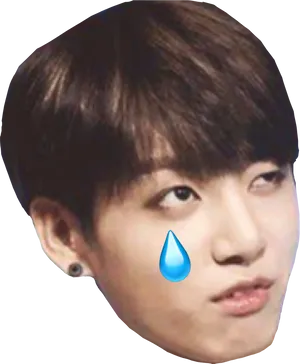 Jungkook Face Cutoutwith Tear Drop PNG Image