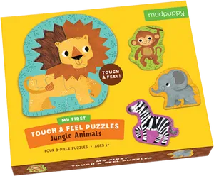 Jungle Animals Touch Feel Puzzle Packaging PNG Image