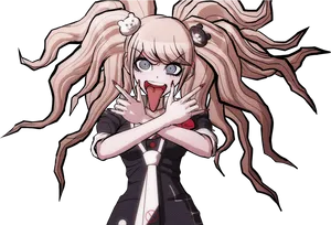 Junko Enoshima Excited Pose PNG Image