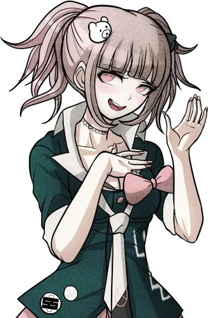 Junko Enoshima Smiling Pose PNG Image