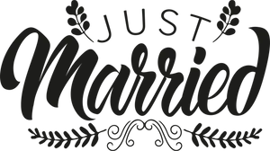 Just Married Calligraphy Design PNG Image