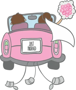 Just Married Car Celebration PNG Image