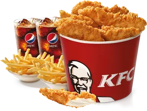 K F C Meal Bucket Fries Pepsi PNG Image