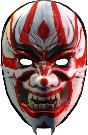 Kabuki Inspired Redand White Mask PNG Image