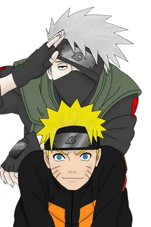 Kakashi Patting Naruto Head PNG Image