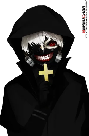 Kaneki Ken Tokyo Ghoul Black Hoodie PNG Image