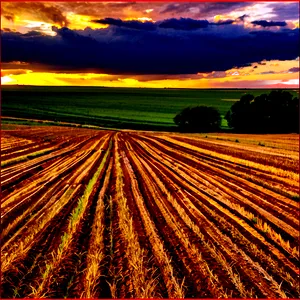 Kansas Sunset Over Farmland Png 06202024 PNG Image