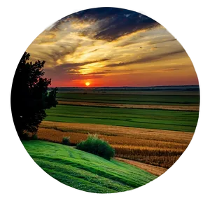 Kansas Sunset Over Farmland Png Dwo PNG Image