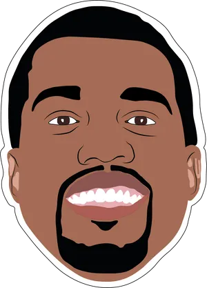 Kanye West Cartoon Portrait PNG Image