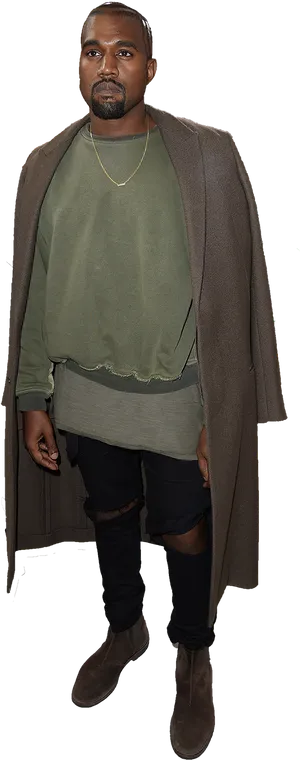 Kanye West Fashion Pose PNG Image