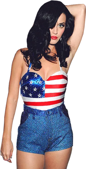 Katy Perry American Flag Outfit PNG Image