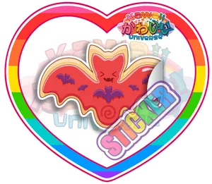 Kawaii Bat Sticker Design PNG Image