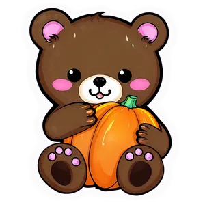 Kawaii Bear With Pumpkin Png Iwc PNG Image