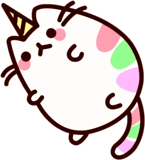 Kawaii Cat Celebration PNG Image