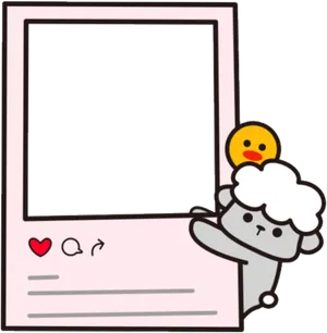 Kawaii Sheepand Chick Frame PNG Image