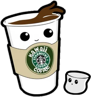 Kawaii Starbucks Coffee Cup Character PNG Image