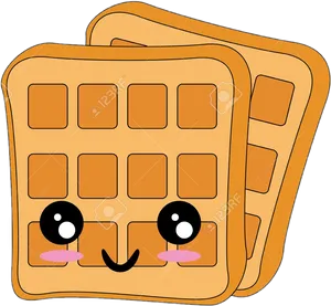 Kawaii Waffles Character PNG Image