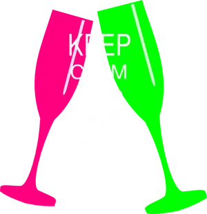 Keep Calm Party On Champagne Glasses PNG Image