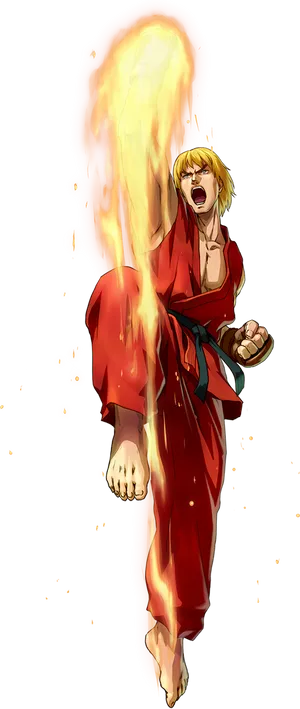 Ken Masters Shoryuken Flame PNG Image