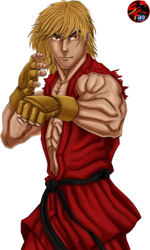 Ken Masters Street Fighter Ready Pose PNG Image