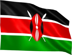 Kenyan Flag Waving PNG Image