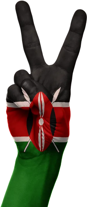 Kenyan Peace Sign Hand Painted Flag PNG Image