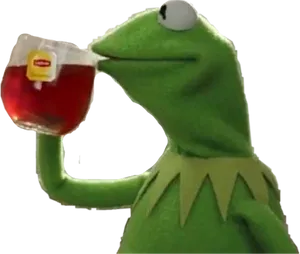 Kermit Sipping Tea Meme PNG Image