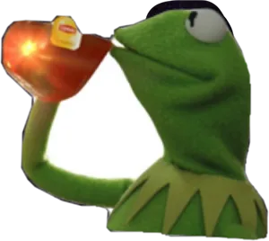 Kermit Sipping Tea Sticker PNG Image