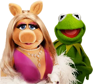 Kermitand Miss Piggy Portrait PNG Image