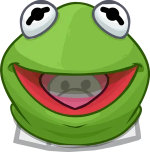 Kermitthe Frog Cartoon Portrait PNG Image