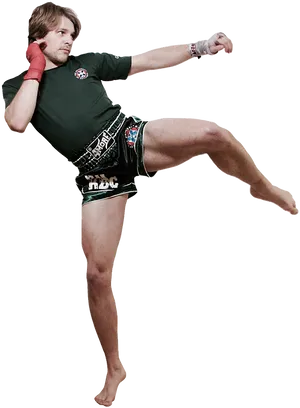 Kickboxer Performing High Kick PNG Image