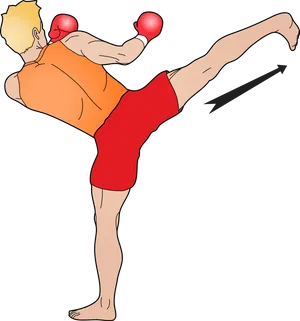 Kickboxer Performing Roundhouse Kick PNG Image