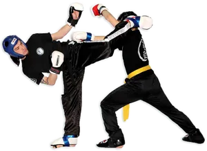 Kickboxing High Kick Defense Demonstration PNG Image