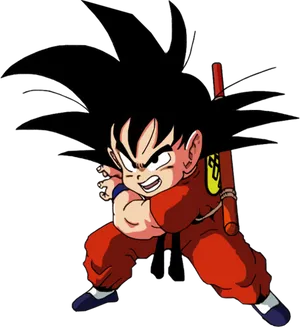 Kid Goku Action Pose PNG Image